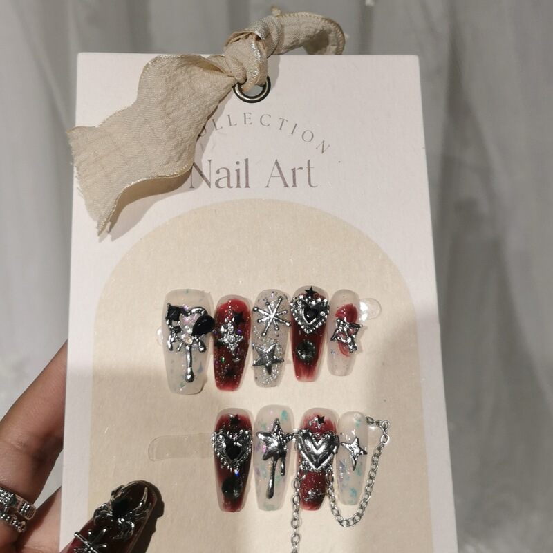 Light Luxury Handmade Wearable Nails, Heavy-Duty Kroxing, Sweet and Cool Spicy Girl Style Nail Art Set, Detachable Nail Patches