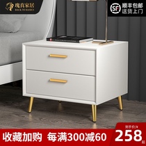 Light luxury bedside table Simple modern bedroom small bedside cabinet Solid wood small cabinet Nordic ins bedside shelf