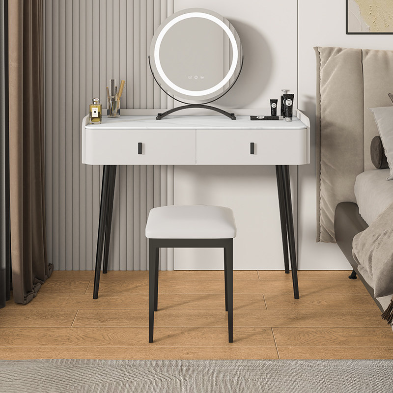 Small-size bedroom light luxury dresser Nordic minimal modern storage slab makeup table minimal red makeup table