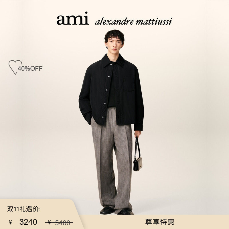 [Exclusive Special Offer] Ami Paris Men's Three-Dimensional Adc Taffeta Jacket Heart-Shaped Lapel Coat