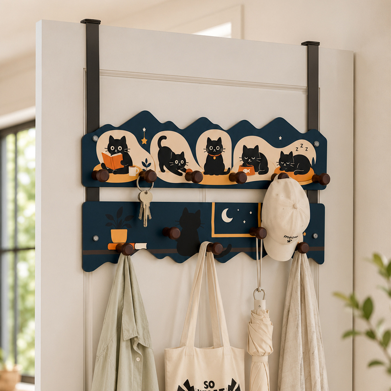 Over-The-Door Hook for Children's Room, Clothes Rack for Bedroom, No-Drill Door Back Organizer for Clothes, Hats, Keys, Entryway Storage Rack Over-The-Door Hook for Children's Room, Clothes Rack for Bedroom, No-Drill Door Back Organizer for Clothes, Hats, Keys, Entryway Storage Rack