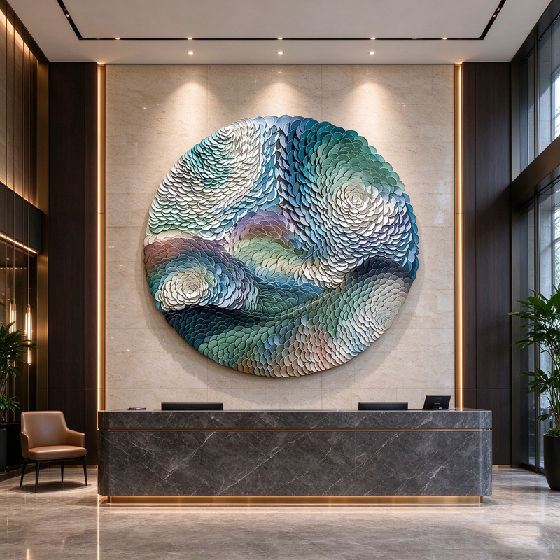 American-Style Modern Decorative Painting, Round Leather Three-Dimensional Installation, High-End Wall Hanging for Living Room, Clubhouse, Model Room, and Entrance Hall American-Style Modern Decorative Painting, Round Leather Three-Dimensional Installation, High-End Wall Hanging for Living Room, Clubhouse, Model Room, and Entrance Hall