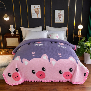 法兰绒毛毯床单单件加绒珊瑚绒