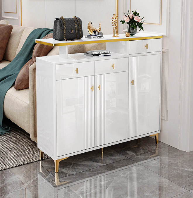 Light Extravagant Rock board Shoe cabinet Home doorway Double-sided Xuanguancabinet Living room compartment Baking Lacquer 2021 New Burst Shelf