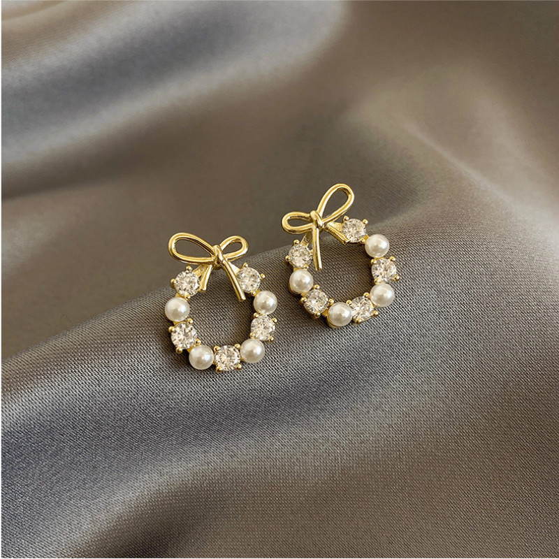 Caring Kiss~The owner's private collection~Small bow 2022 new trendy earrings temperament earrings for women