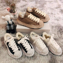 Mihara Yasuyu dissolved shoes plus velvet shell head mmy womens winter casual board shoes Japanese mens thick-soled cotton shoes