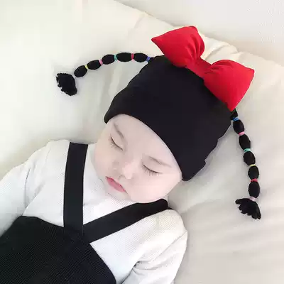 Baby hat Spring and autumn and summer infants and young men and women baby fontanelle Korean version of cute super cute braids ear cap tire cap