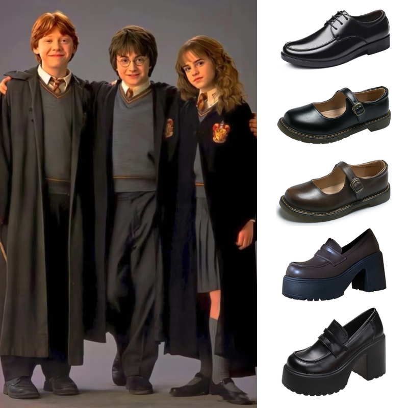 Harry Potter Cosplay Shoes Harry Ron Hermione Malfoy Cosplay Costume Versatile Style School Style Unisex Small Leather Shoes