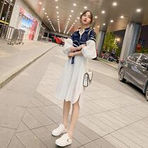 Dress female Summer 2020 New temperament skirt spring and autumn waist slim French long skirt bubble sleeve shirt skirt