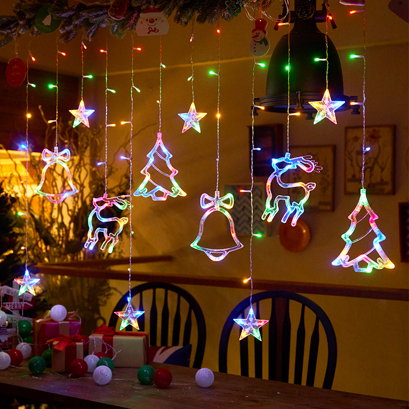 Christmas Decoration Led Lights Flashing String Lights Star Solar Curtain Lights Room Window Decoration Christmas Tree Ornaments Christmas Decoration Led Lights Flashing String Lights Star Solar Curtain Lights Room Window Decoration Christmas Tree Ornaments