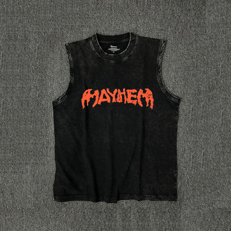 Lady Gaga Concert Mayhem Gaga Merchandise Tank Top Heavy Cotton Sleeveless T-Shirt Same Style as Idol Fans