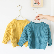  Baby sweater spring and autumn 1-4 years old boy western twist sweater Childrens autumn top baby wild line