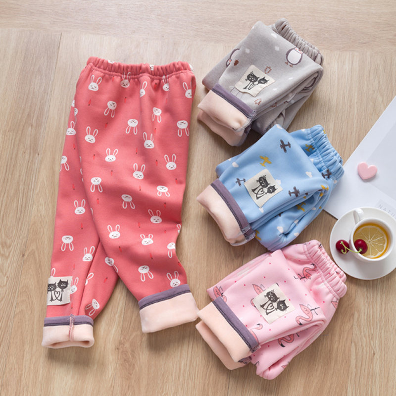 Girls punch pants in autumn and winter thickening boy heat pants for children warm pants baby pants in autumn pants wear pants