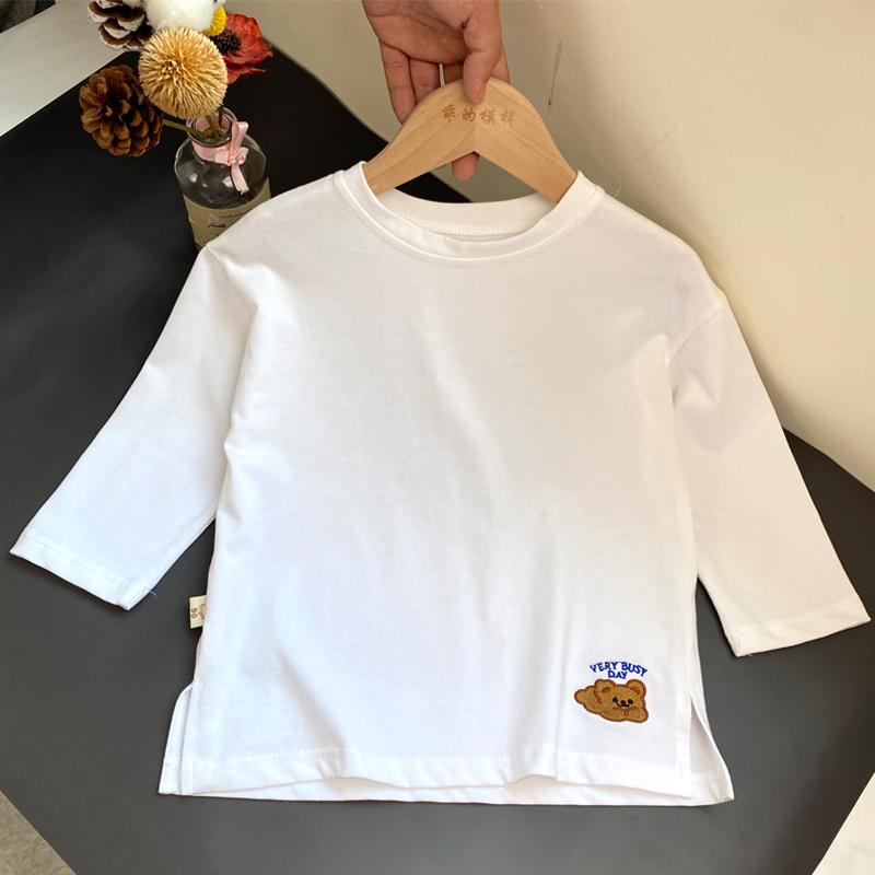 Baby girl bottoming shirt spring clothing baby girl long-sleeved girls T-shirt spring round neck white cotton children's clothing t blood shirt top