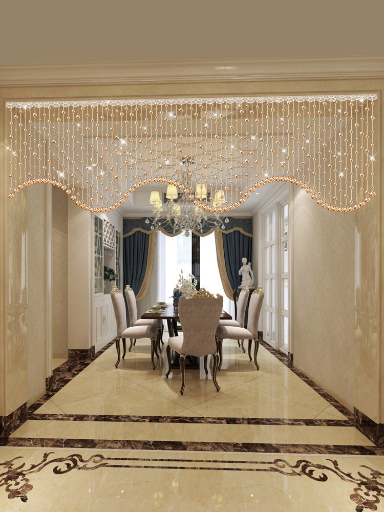 Crystal bead curtain Living room wave decoration curtain Entrance aisle Dining room partition Bedroom door curtain Household light luxury hanging curtain
