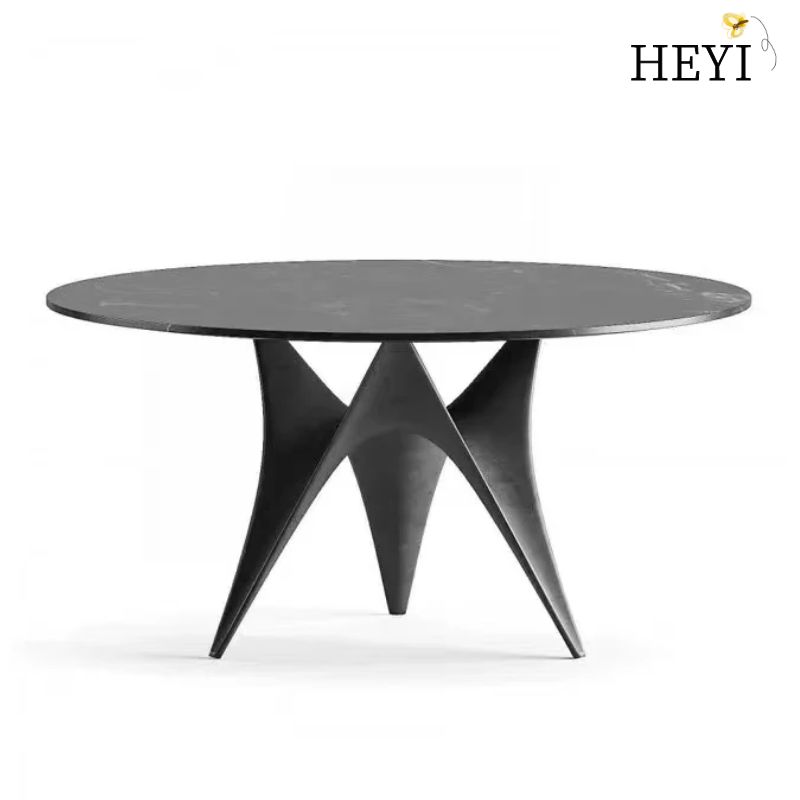 Modern minimalist round table Fashion dining table Dining room leisure dining table Living room model room glass table negotiation table
