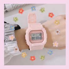 韩版简约抹茶女学生防水led运动手表