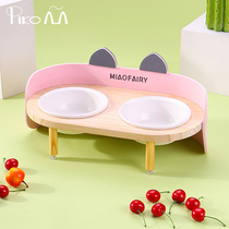 Pickup meow cat bowl Ceramic water bowl holder Cat food bowl Double bowl protection cervical spine cat bowl Cat food bowl Dog bowl Pet bowl