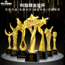 Trophy custom creative resin metal gilded crown year ox competition Music Annual crystal trophy medal custom