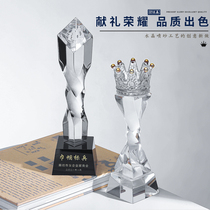 Crystal trophy custom creative lettering competition awards Crown Trophy custom honor commemoration championship trophy customization