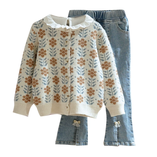 Весенний осенний демисезонный комплект, детский свитер, детская одежда, популярно в интернете, в западном стиле