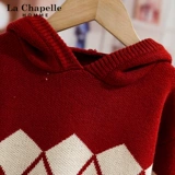 Детский красный свитер, осенняя демисезонная трикотажная толстовка с капюшоном, детская одежда, увеличенная толщина