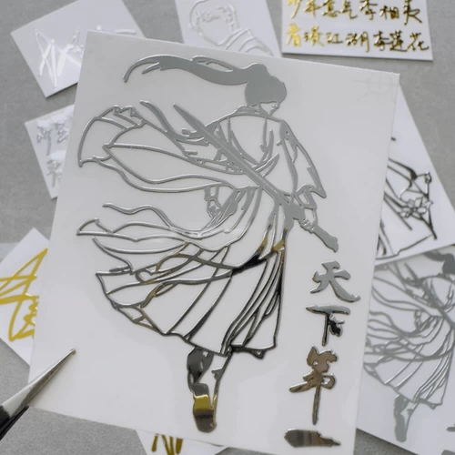 Металлическая наклейка в стиле древности, металлический планшетный мобильный телефон, наушники