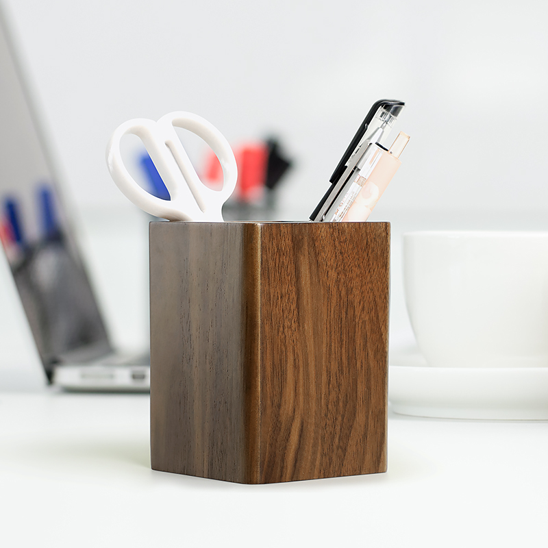 Creative Fashion Pen Holder Solid Wood Nordic Minimalist Woody Makeup Brush Tabletop Containing Box Office Gift Children Pen box