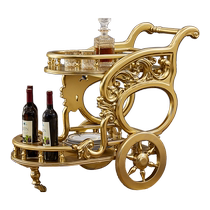 European style dining cart American noble luxury solid wood carved champagne gold household trolley food cart restaurant furniture