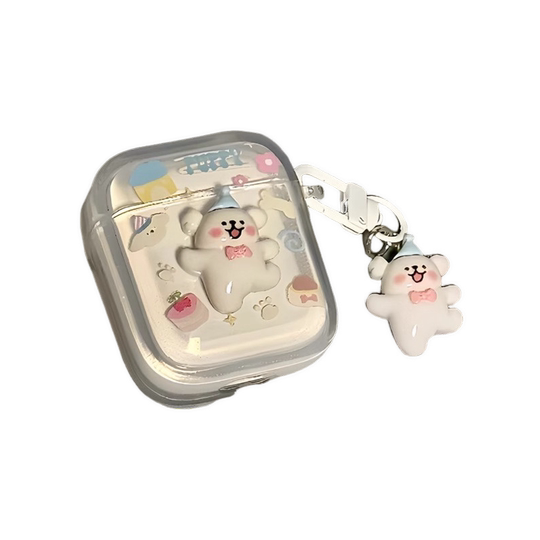 Applicable to AirPods Transparent Blue Hat Dog Headphone Case