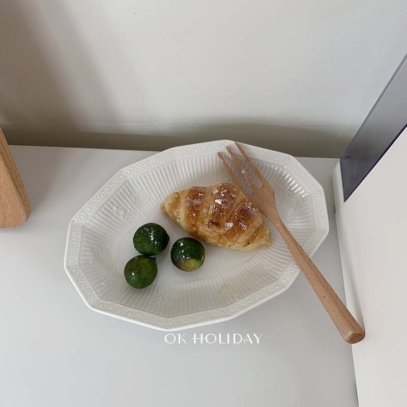 Yu 's ok holiday * ins French diamond disc ceramic polygon salad plate retro vintage for breakfast