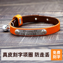 Cat leather item ring lettering anti-loss kitty bell neck ring small dog custom identity dog kennel small cat enclosure