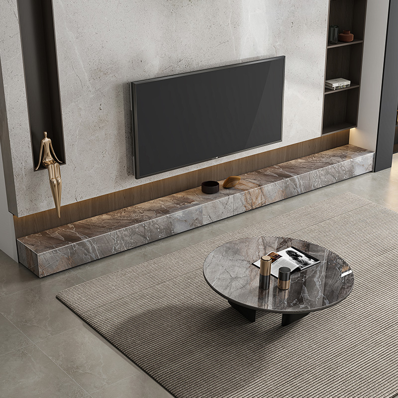 Sybas brown rock plate TV cabinet modern minimalist terrace light extravagant marble TV enclosure Italian minimalist lockers