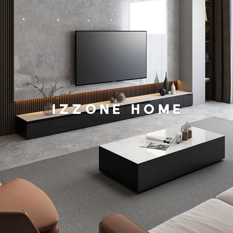 Rock plate TV cabinet ground floor light extravagant modern minimalist Extremely Narrow Marble Minimalist Ground Strip TV Enclosure