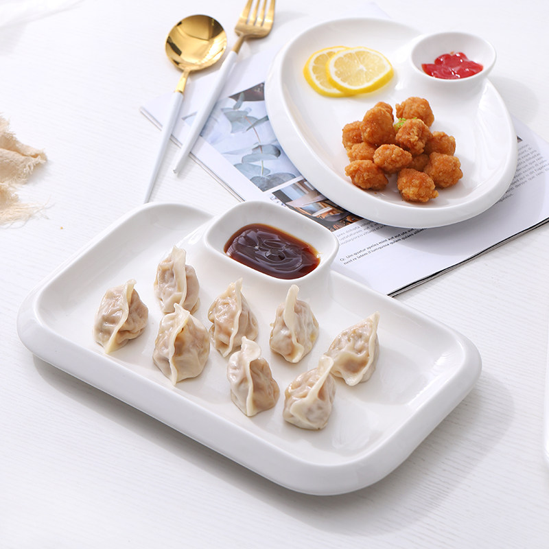 Water Dumplings Plates With Vinegar Dish Ceramic Creative Water Dumplings Special Tray Dishes Home Hotel Cutlery Fries With Shrimp Trays
