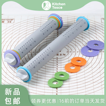 Gasket adjustable thickness non-stick rolling stick noodle stick home set with scale rolling biscuit pizza flip sugar stick