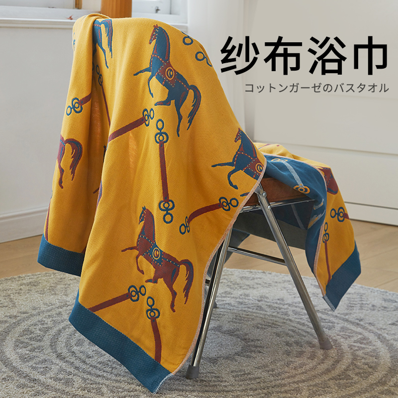 Pure cotton gauze bath towel adult female thin household water absorption speed dry bath all cotton 2022 new large male