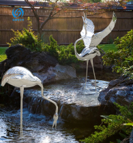 Pool landscape stainless steel long-mouth crane spot sculpture simulation garden waterscape animal artistic conception Flamingo ornaments