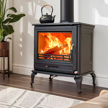 Real Fire Wood-Burning Fireplace in the Living Room, Cast Iron Wood-Burning Real Fire Fireplace for Home Indoor Use in Rural Self-Built Houses