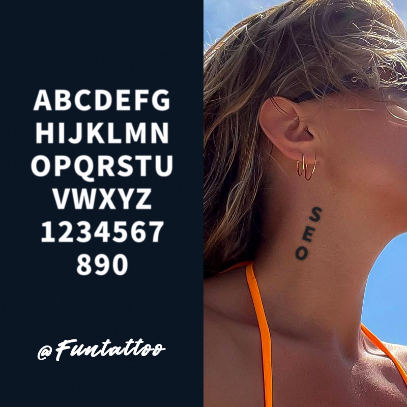 Fun letters and numbers DIY couples semi-permanent tattoo stickers men's fashion personality juice cream tattoo stickers