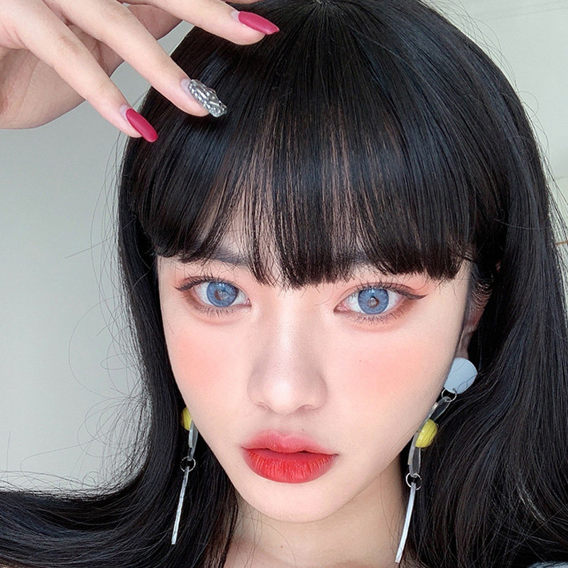 Manga Liuhai wig woman round face Qi Liuhai Natural stealth and no-mark real hair air and sea net red wig piece