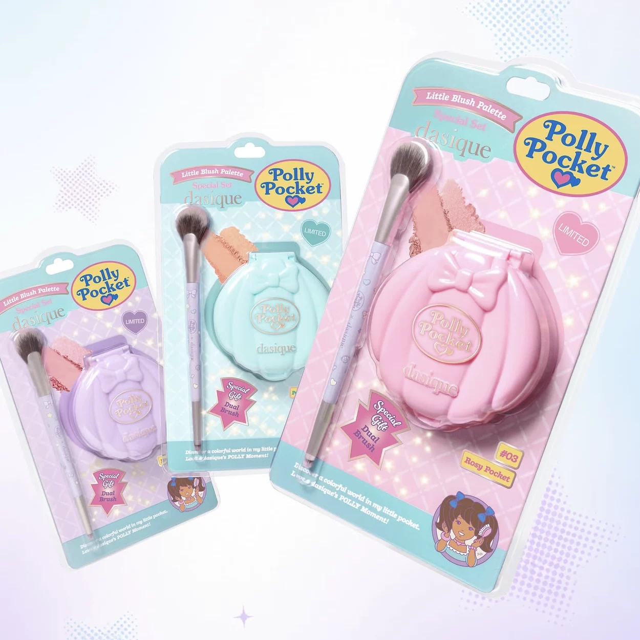 Новый корейский дизайн Polly pocket ко-брендированная карманная тени для глаз румяна помада и щёки двойного использования