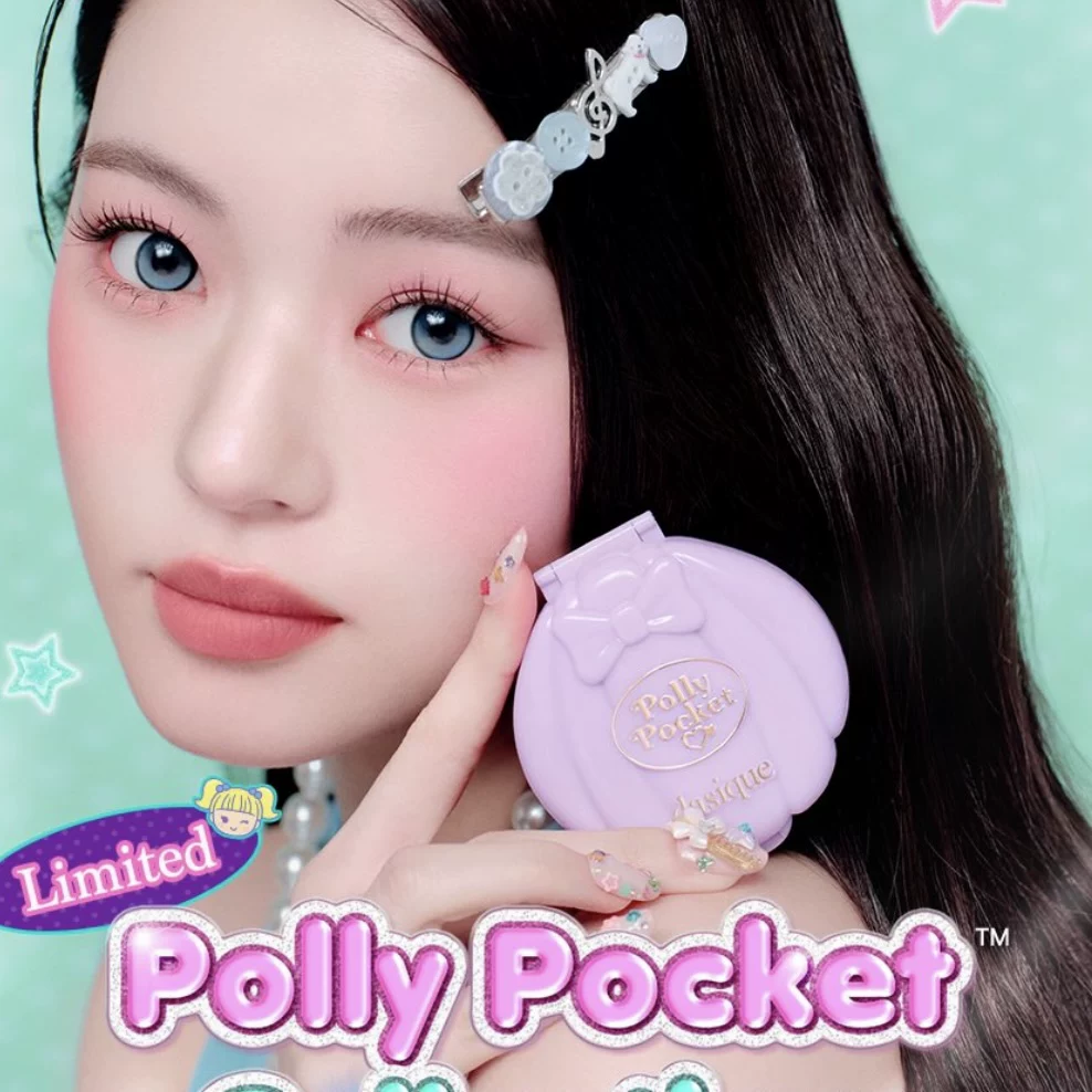 Новый корейский дизайн Polly pocket ко-брендированная карманная тени для глаз румяна помада и щёки двойного использования