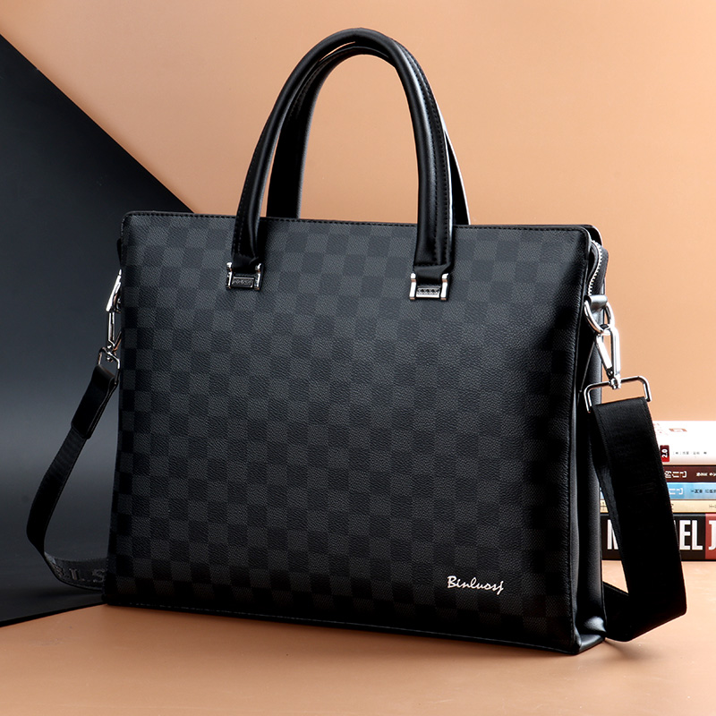 Business men's bag briefcase handbag handbag men's single shoulder bag large capacity A4 file computer bag hand carrying inclined satchel bag