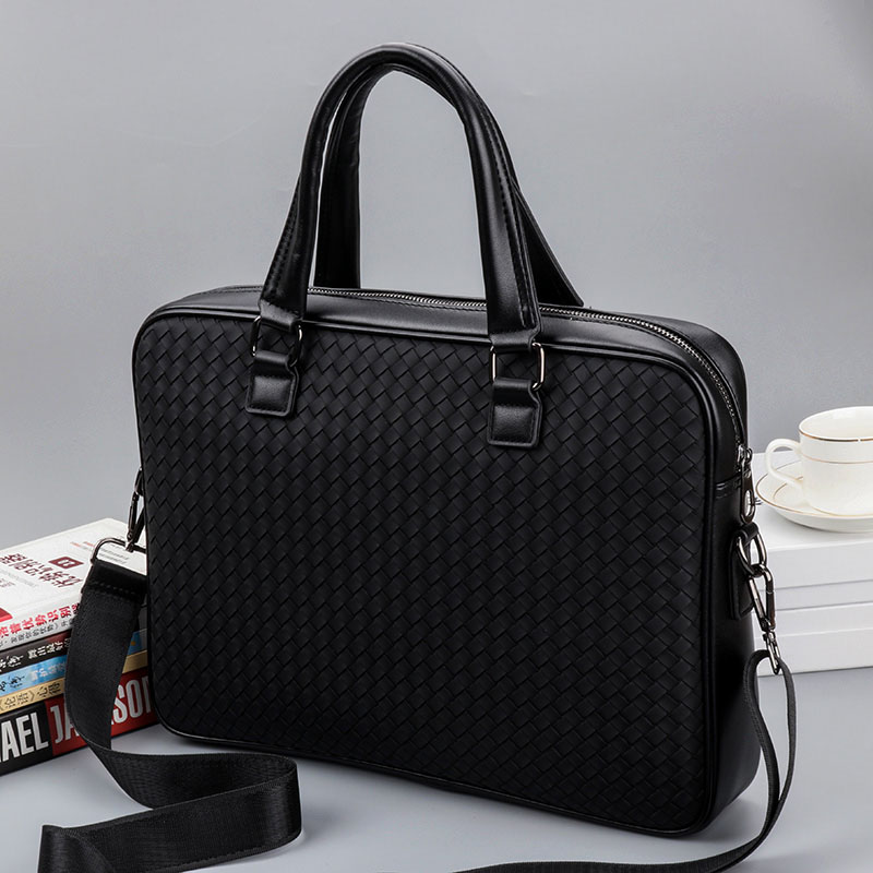 Briefcase Bag Men's Single Shoulder Bag Men's Handbag Handbag Men's Bag Business Casual Slant Scapegoat Woven File Bag Men 's