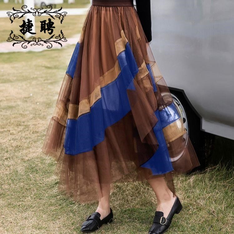 Tide, demi-season long fitted spring pleated skirt, 2021 collection, mid length, A-line Tide, demi-season long fitted spring pleated skirt, 2021 collection, mid length, A-line