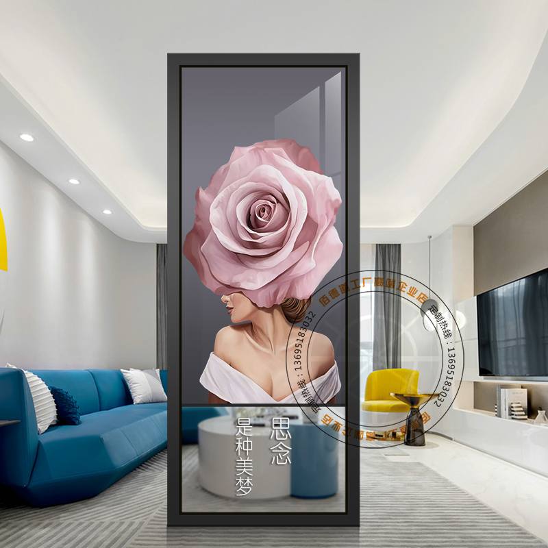 Art Glass Screen Entrance Passageway Living Room Dressing Room Dry Partition Ultra Modern Tempered Scratch Transparent Craft