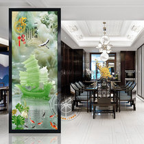 New Chinese style partition art glass background wall living room entrance entrance bedroom shielding screen tempered transparent customization