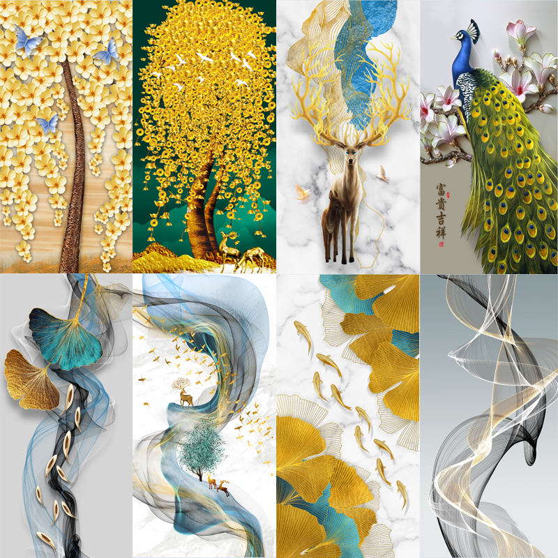 Art glass screen painting entrance living room powder room tooling special decorative partition background wall material HD picture