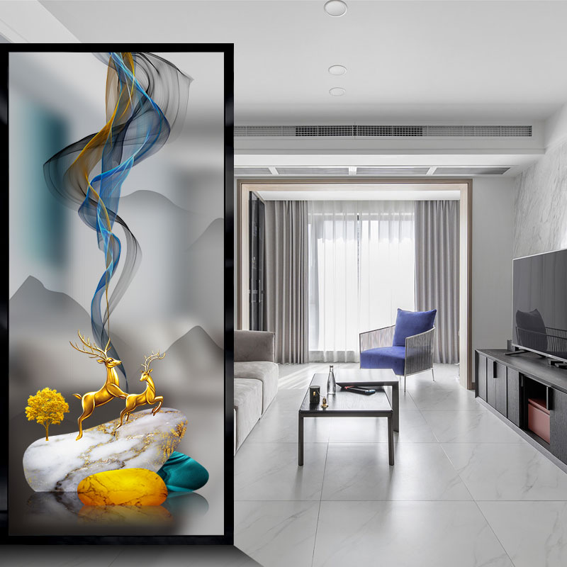 Modern Light Extravagant Art Glass Screen Background Wall Furniture Living Room Entrance Into The Family Closed Cabinet Bedroom Shade Light Transmission Partition Wall